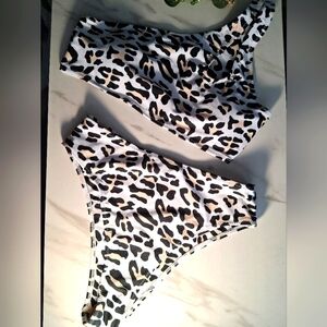 🍉 3/$20 🆕 2Pc Animal print one shoulder high waisted Swim set